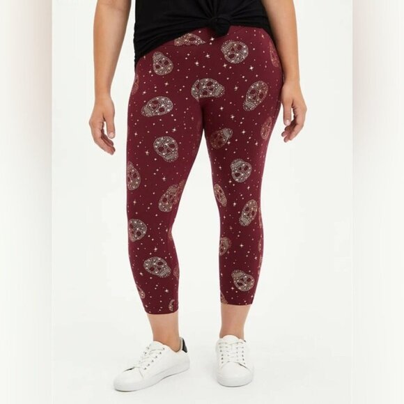 Women’s torrid 3 Red Gold Skull Premium Crop Legging 3XL XXXL 22 24 - Picture 13 of 14